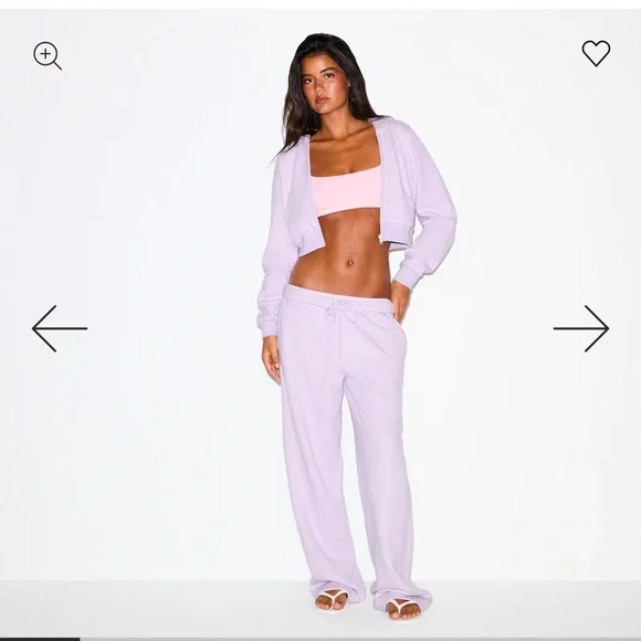 SOLD DO NOT BUY SKIMS Purple Heather Cotton Fleece Hoodie MEDIUM+ Matching Pant - Picture 5 of 10